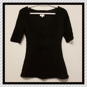 Anthropologie Black Vneck Top